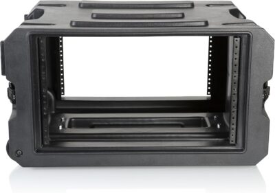 Gator Cases Pro Series 6U Rolling Rack Case with 19 Depth, Tow Handle & Recessed Wheels, Roto Molded Made in USA (G-PROR-6U-19)