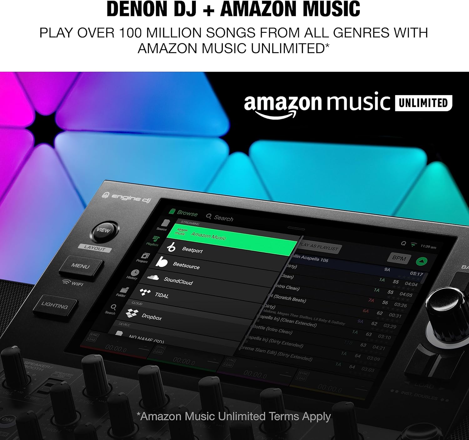 Denon DJ SC LIVE 4 Standalone DJ Controller with Stem Separation on 4-Decks, Wi-Fi Streaming, Build-in Speakers, Serato DJ and Virtual DJ Compatible