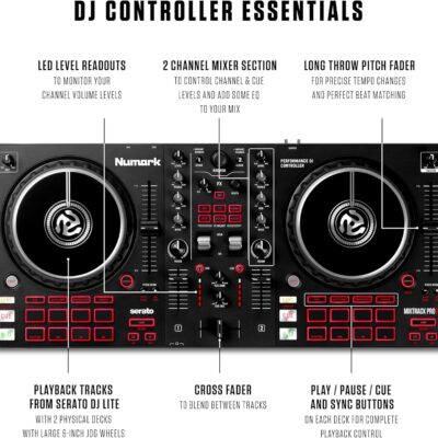 Numark Mixtrack Pro FX Serato DJ Controller with 2 Decks, Mixer, Effects Paddles and Audio Interface