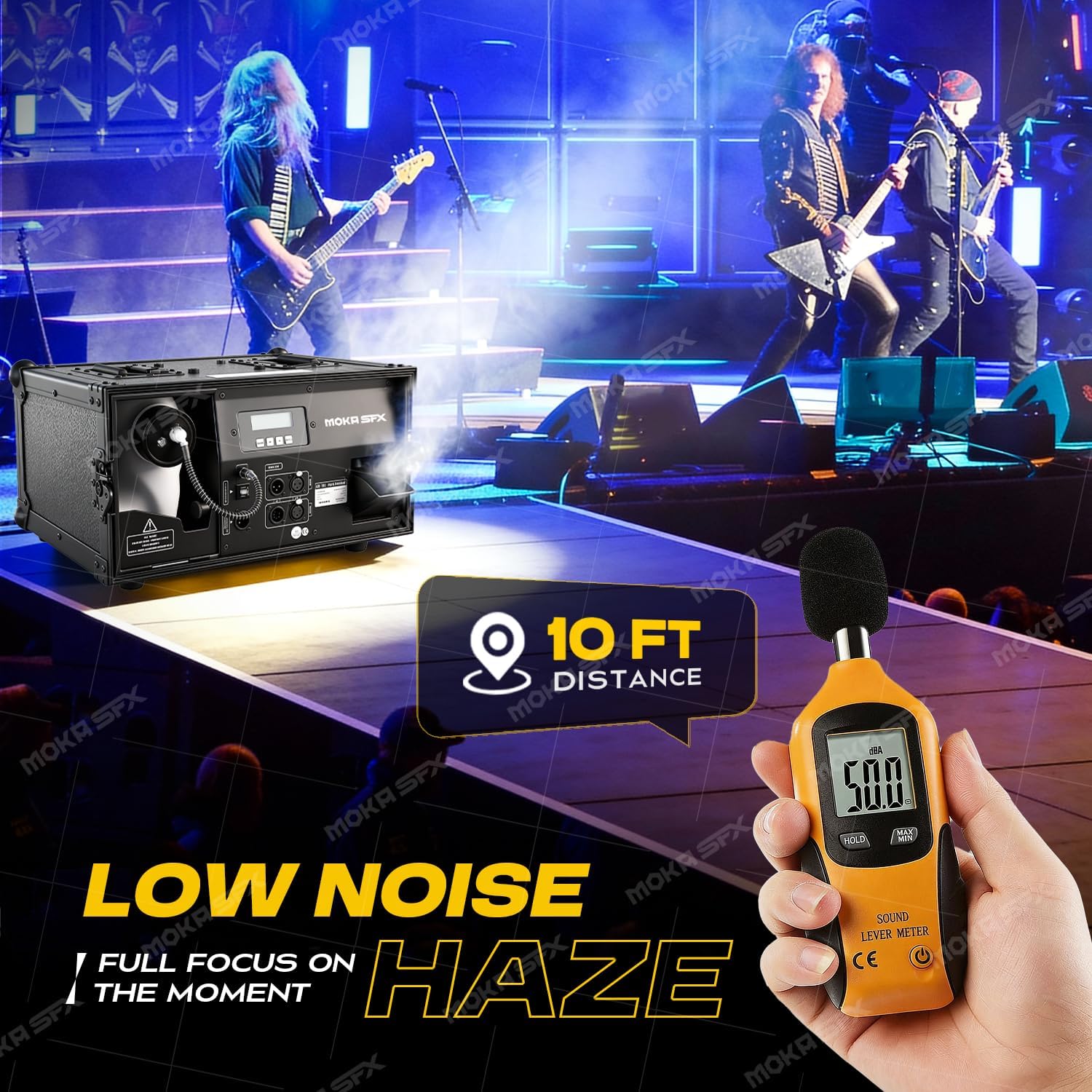 Moka Water-Based Hazer 1200W Silent Professional Haze Machine with DMX, Remote Control, Timer & Flight Case for DJ, Stage, Theater, Nightclub, Wedding, Church, Concert & Live Events (Hazer)