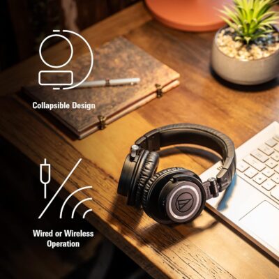 81AtsYG9YbL. AC SL1500 Audio-Technica ATH-M50XBT2 Wireless Headphones, Black
