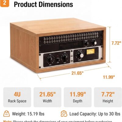 AceOrbit 4U Wooden Studio Rack for Pro Audio Gear 4u Audio Rack Case in Oak Finish Compact Efficient Desktop Storage Protect Equipment Studio Control Home Room Use (Wood)