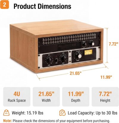 AceOrbit 4U Wooden Studio Rack for Pro Audio Gear 4u Audio Rack Case in Oak Finish Compact Efficient Desktop Storage Protect Equipment Studio Control Home Room Use (Wood)