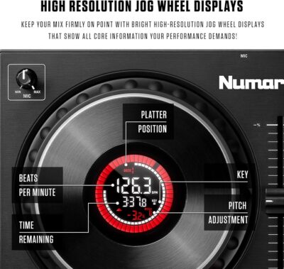 81BAELVUTJL. AC SL1500 1781141764 5281 Numark Mixtrack Platinum FX Serato DJ Controller with Jog Wheel Displays, 4 Decks, Mixer, Effects Paddles and Audio Interface