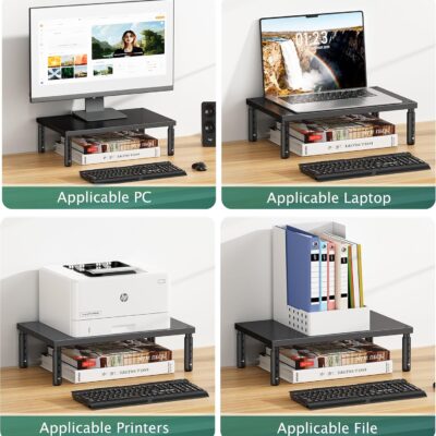81CQUVbVqKL. AC SL1500 OPNICE Desk Organizers and Accessories, Adjustable Computer Monitor Stand Riser, Laptop Stand for Desk, Office Desk Accessories & Workspace Organizers for Home Office, Black Wood