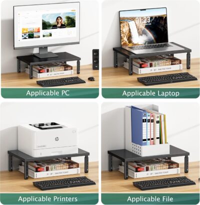 81CQUVbVqKL. AC SL1500 OPNICE Desk Organizers and Accessories, Adjustable Computer Monitor Stand Riser, Laptop Stand for Desk, Office Desk Accessories & Workspace Organizers for Home Office, Black Wood