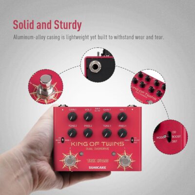 81CfMft YcL. AC SL1500 SONICAKE Overdrive Pedal, Dual Channel 3 Modes – Overdrive/Boost/Distortion Compact Effects Pedal for Bass Electric Guitar, Pure Analog Circuit, True Bypass – King of Twins QDS-08