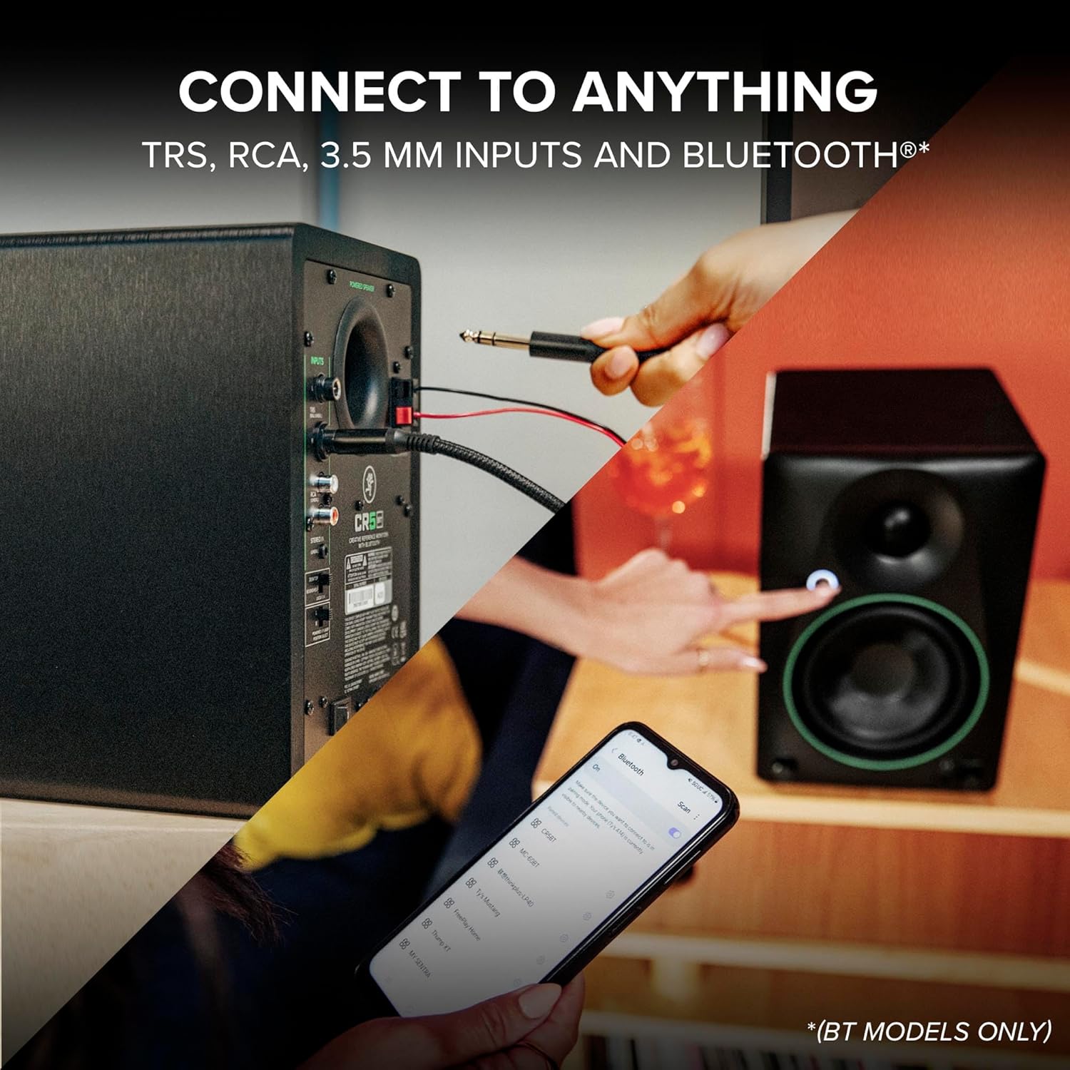 Mackie CR3.5BT 3.5 Creative Reference Powered Studio Monitors with Bluetooth, Tone Knob and Location Switch — Active Speakers for Music Production, Desktop Computer, Gaming, HiFi Listening