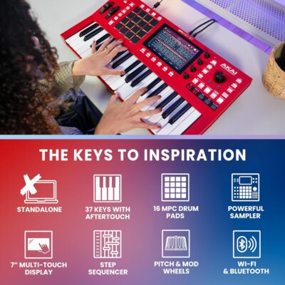Akai Professional MPC Key 37 Standalone Production Synthesizer, Drum Machine, MIDI Keyboard, with Wi-Fi, Bluetooth, Touchscreen, Plug-ins, and Native Instruments Integration