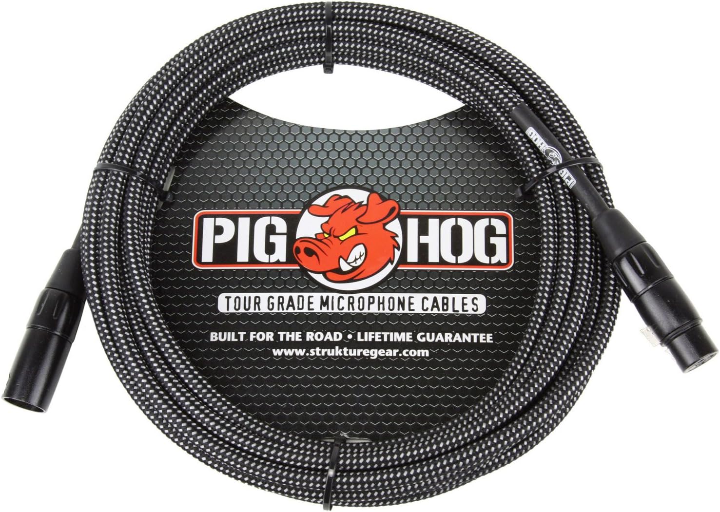Shure Beta 58A Supercardioid Vocal Microphone & Pig Hog Black & White Woven Mic Cable, 20ft XLR – Bundle