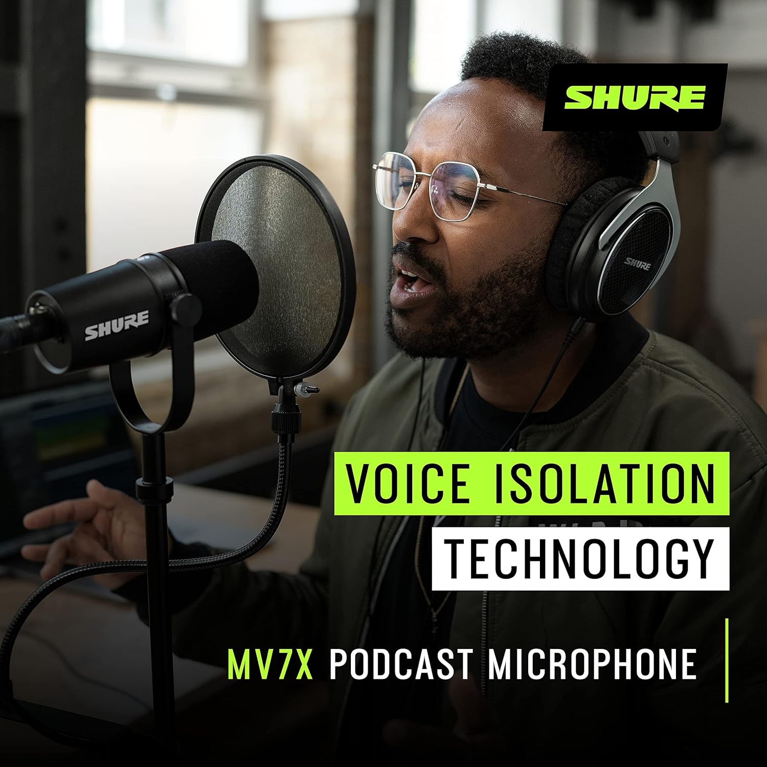 Shure MV7X XLR Dynamic Microphone for Podcasting, Streaming & Vocal Recording – Voice-Isolating Cardioid Mic with Broadcast-Style Design & All-Metal Construction, Black