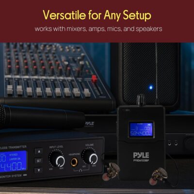 81H4O38x4oL. AC SL1500 Pyle Wireless in-Ear Monitor Bodypack Receiver – IEM in Ear Monitor System with Dual Driver Earphones, 220 Frequencies, Stable Transmission, for Stage, Rehearsal, Studio – Compatible with PYIEM103