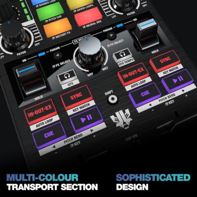 81HWJ5hoJaL. AC SL1500 Reloop Mixtour Pro High-quality, ultra-portable, all-in-one four-deck DJ controller with audio interface