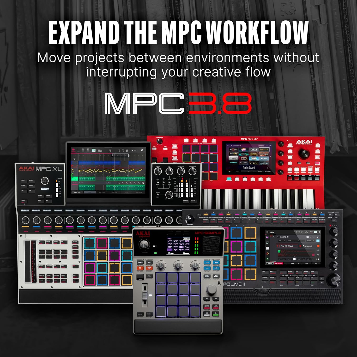 Akai Professional MPC Sample Standalone Portable Sampler, Sequencer and Effects Processor, with Rechargeable Battery, USB-C, Built-in Speaker and Microphone