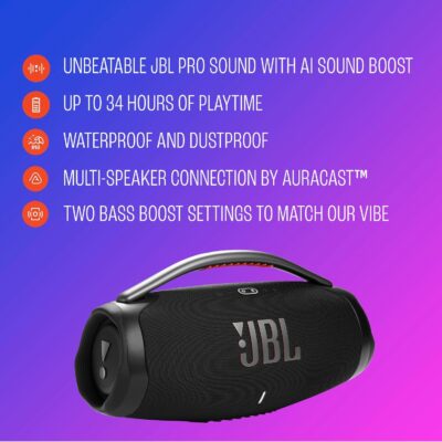 81LFhF9F7QL. AC SL1500 JBL Boombox 4 – Most Powerful Portable Waterproof Speaker with Massive Pro Sound, Up to 34 Hours of Playtime, & Multi-Speaker Connection by Auracast™ (Blue)
