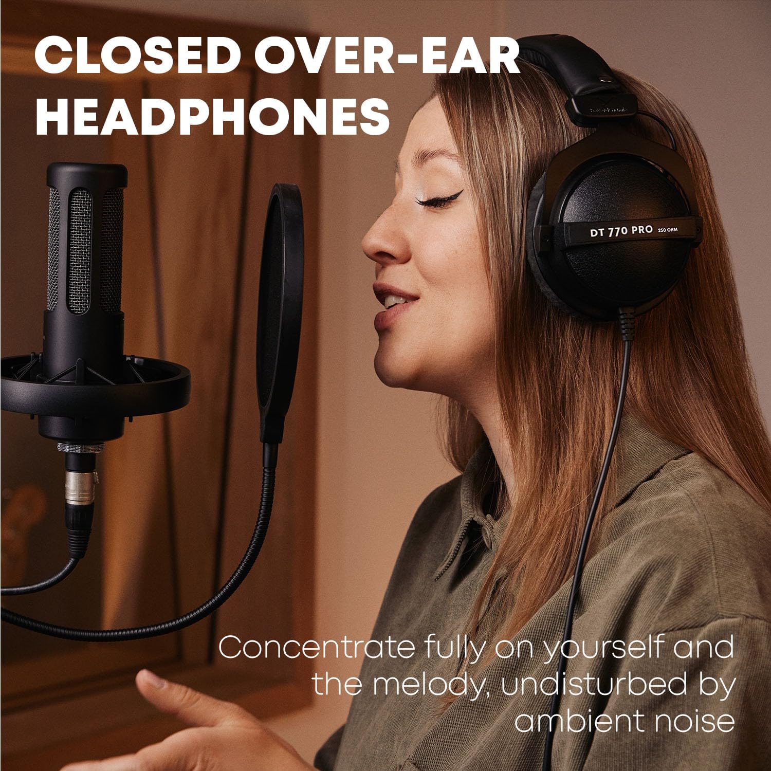 beyerdynamic DT 770 PRO, 80 Ohm, Closed Back, Over Ear, Wired Professional Studio Headphones, Home Recording, Podcast, Monitor, 3m Straight Cable, Black with Limited Edition Black Velour Ear Pads