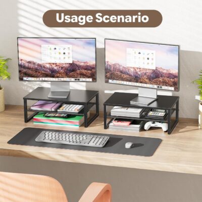 81O3yEzTFUL. AC SL1500 Ekisemio 2-Tier Computer Monitor Stand Riser, Desk Organizer for Monitor, Black