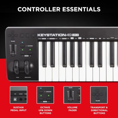 M-AUDIO Keystation 49 MK3 – Synth Action 49 Key USB MIDI Keyboard Controller with Assignable Controls, Pitch and Mod Wheels, and Software Included