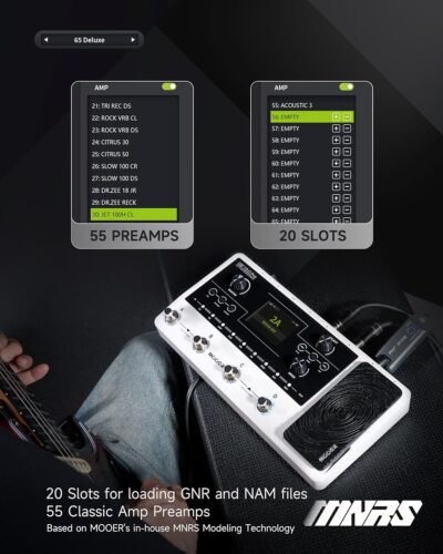 MOOER GE150 Pro Guitar Multi Effects Processor, 200 Presets & 170 Effects, NAM & MNRS Support, 55 Amp Models, 26 Cab Sims, 20 IR Slots, USB OTG Recording, 4-Footswitch, Looper & Expression Pedal