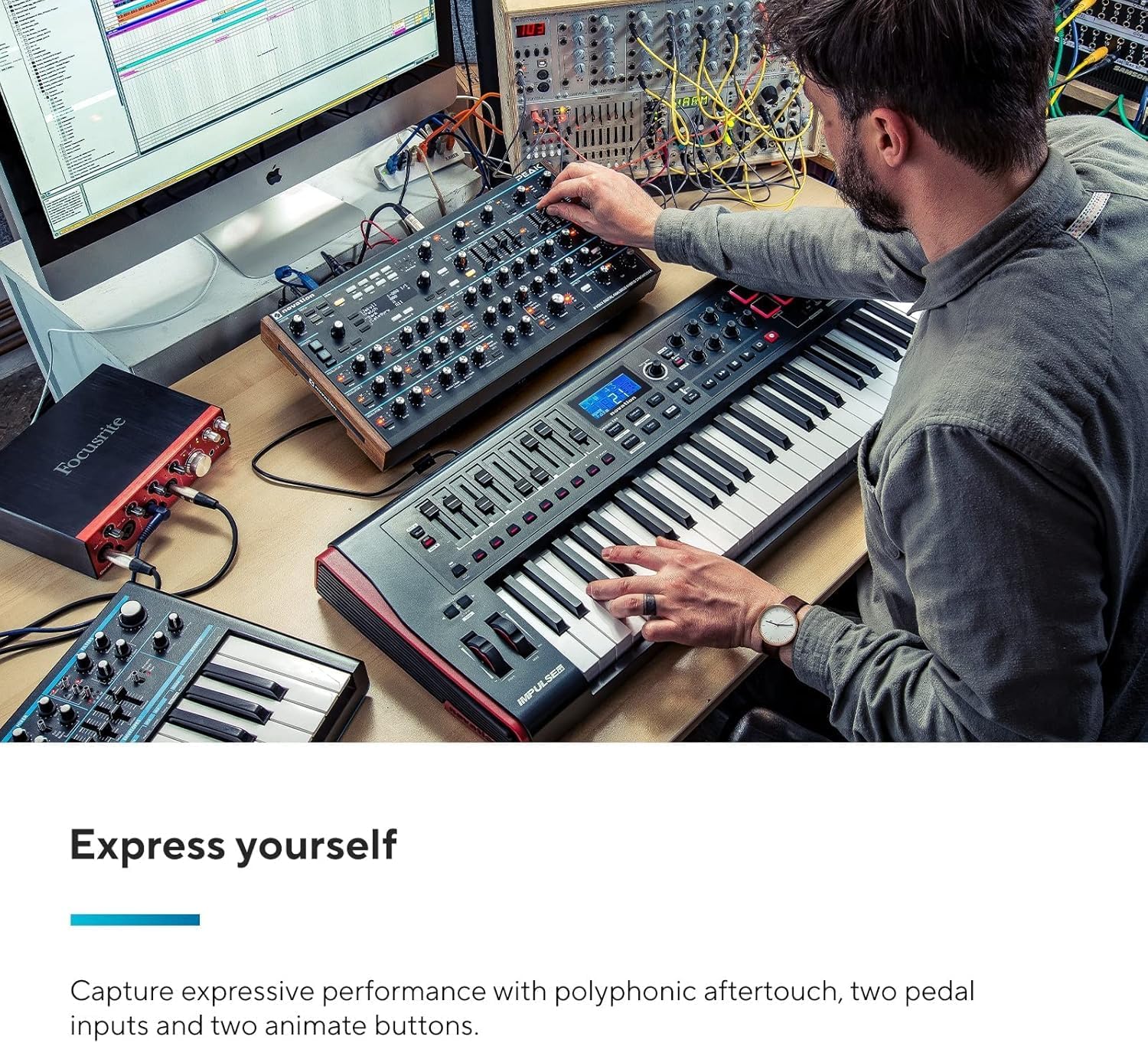 Novation Peak 8-Voice Desktop Polyphonic Synthesiser with 2 LFOs per voice, 16-slot modulation matrix, 3 analogue distortion points, and digital effects