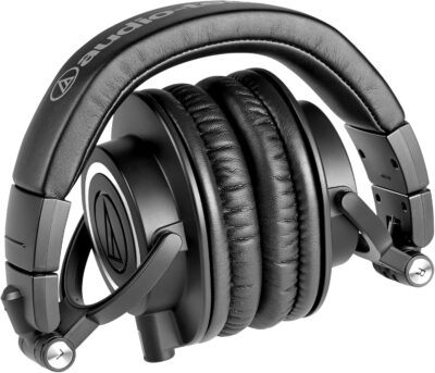 Audio-Technica ATH-M50X Professional Studio Monitor Headphones, Black, Professional Grade, Critically Acclaimed, with Detachable Cable