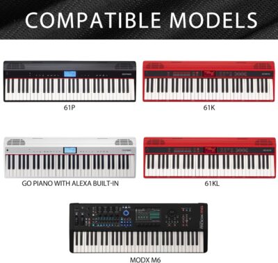 Musiin 61 keys piano keyboard dust cover, compatible with Sequential Prophet-6,Roland Go Piano with Alexa Built-in,KORG Prologue-16,Luxury Chinlon Anti-dust & Scratch-proof, Smooth Touch & Custom Fit