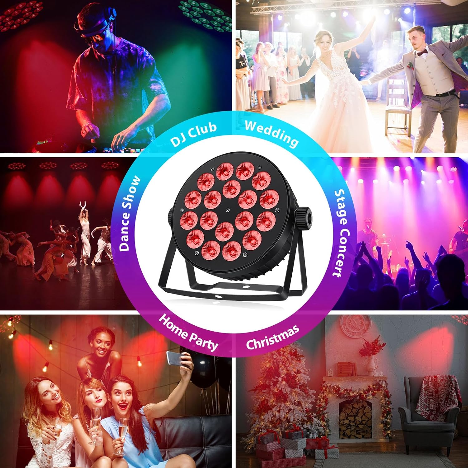 LED Par Lights DMX,90W RGBW 4IN1 LED Stage Par Lights Stage DJ Par Can Light Sound Activated Auto Play by Remote&DMX Control for Events Wedding Party DJ Stage Live Show 2 Pack