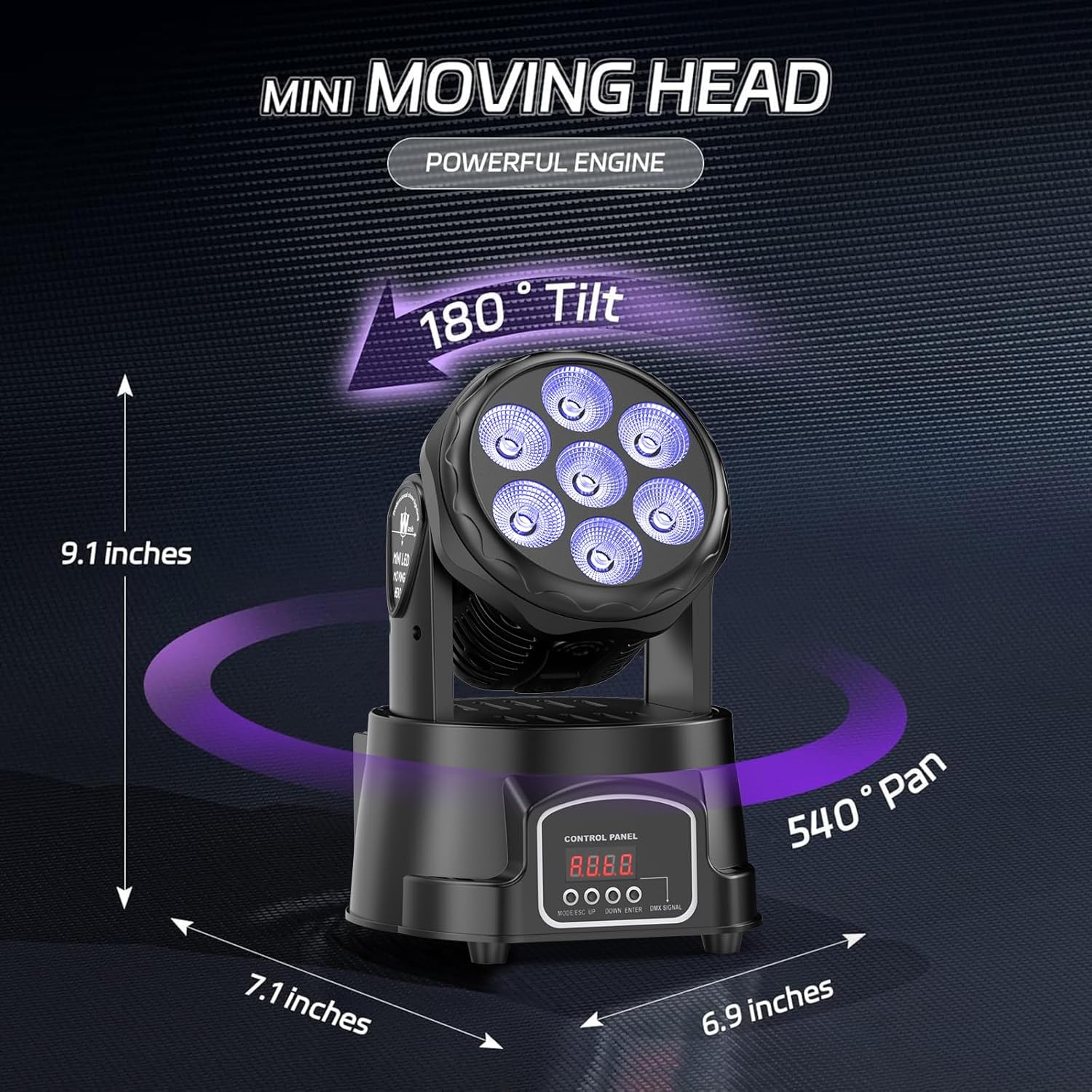 UKing Moving Head Light RGBW Stage Lighting DJ Lights 7 x 10W LED Beam Spotlight 9/14 CH Wash Light with DMX and Sound Activated for Party Church Wedding Bar Christmas Halloween Disco (2 Pack)