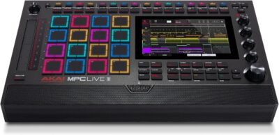 Akai Professional MPC Live III – Standalone Portable Music Production Center with MPCe Pads, Sequencer, Touchscreen, Mic, Stereo Monitors, Audio Interface, Wi-Fi, Bluetooth, Battery, Touchstrip