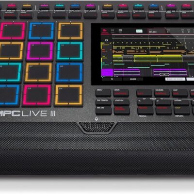 Akai Professional MPC Live III – Standalone Portable Music Production Center with MPCe Pads, Sequencer, Touchscreen, Mic, Stereo Monitors, Audio Interface, Wi-Fi, Bluetooth, Battery, Touchstrip