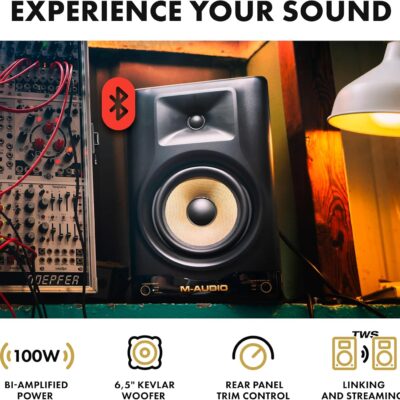 Rane FOUR DJ Controller and M-AUDIO Forty Sixty Pair Studio Monitors for Studio Recording, Music Production, Podcasting, Streaming