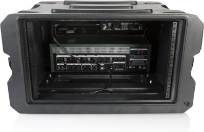Gator Cases Pro Series 6U Rolling Rack Case with 19 Depth, Tow Handle & Recessed Wheels, Roto Molded Made in USA (G-PROR-6U-19)