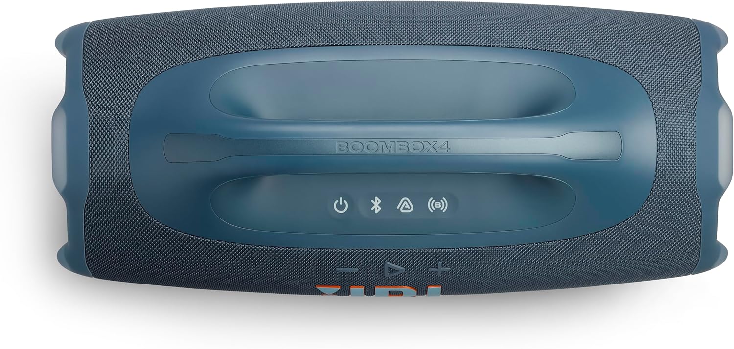 JBL Boombox 4 – Most Powerful Portable Waterproof Speaker with Massive Pro Sound, Up to 34 Hours of Playtime, & Multi-Speaker Connection by Auracast™ (Blue)