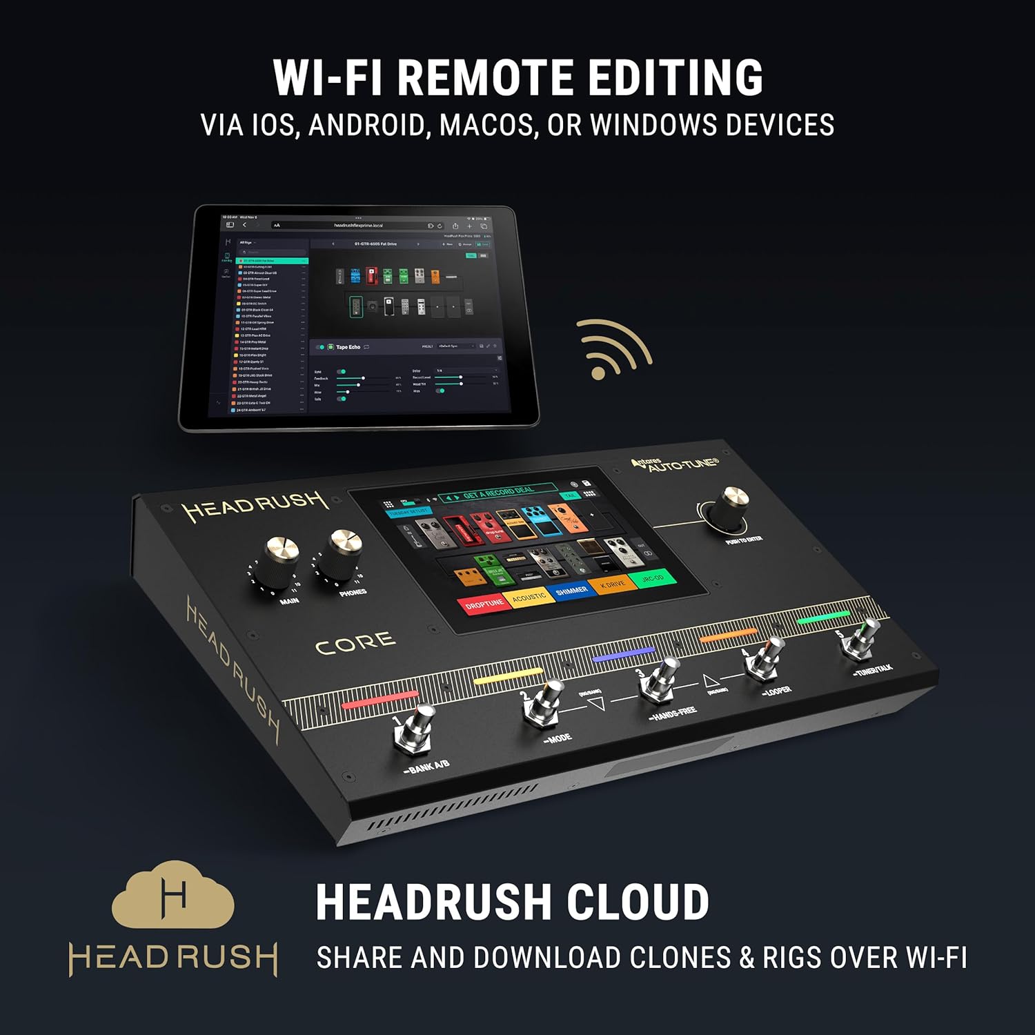 HeadRush Core – Guitar and Vocal Multi Core Effects Amp Modeling Processor with Cloning, Looper, Antares Auto-Tune, Wi-Fi, Touchscreen, and Bluetooth