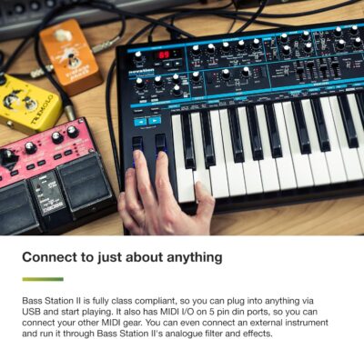 81jYezB9a9L. AC SL1500 1781148844 9548 Novation Bass Station II Analog Monosynth – includes 64 factory patches, pattern-based step sequencer and arpeggiator, two oscillators plus an additional sub oscillator