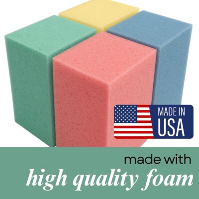 New Millennium Grip Strength Trainer – 4-Pack Foam Hand Therapy Block Exercisers for Hand & Wrist Rehabilitation, Carpal Tunnel, Arthritis, Tendonitis – Made in USA, Color-Coded Resistance