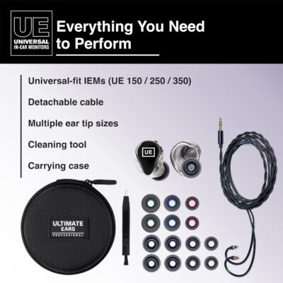 UE 350 Universal in-Ear Monitors, Triple Driver Stage Monitors with Exceptional Headroom for Musicians & Audio Engineers, 1 Pair