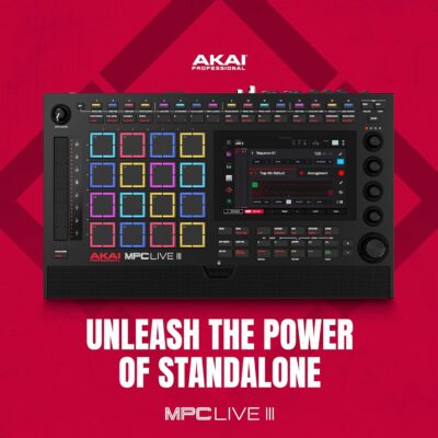 Akai Professional MPC Live III – Standalone Portable Music Production Center with MPCe Pads, Sequencer, Touchscreen, Mic, Stereo Monitors, Audio Interface, Wi-Fi, Bluetooth, Battery, Touchstrip