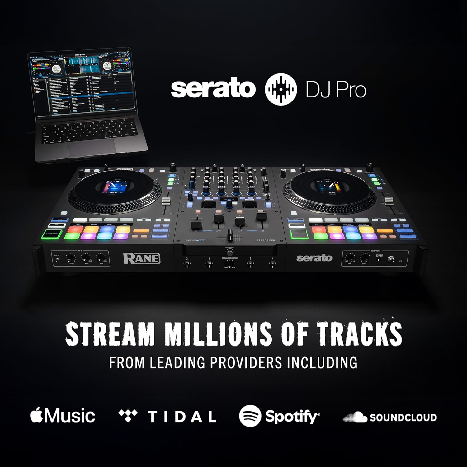 RANE PERFORMER 4-Channel Motorized DJ Controller, 7 Platters with Displays, Precision Feel Faders, Stem Split, Advanced FX, Serato DJ Pro Included
