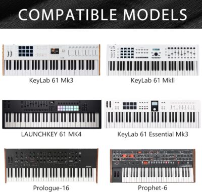 Musiin 61 keys piano keyboard dust cover, compatible with Sequential Prophet-6,Roland Go Piano with Alexa Built-in,KORG Prologue-16,Luxury Chinlon Anti-dust & Scratch-proof, Smooth Touch & Custom Fit