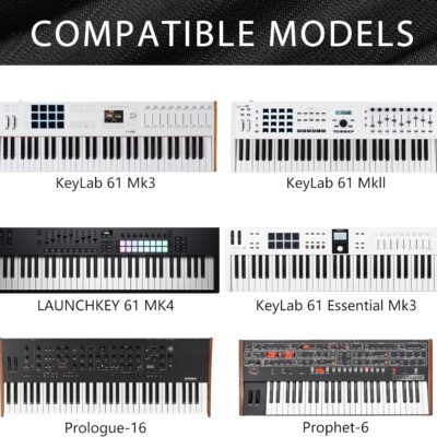 Musiin 61 keys piano keyboard dust cover, compatible with Sequential Prophet-6,Roland Go Piano with Alexa Built-in,KORG Prologue-16,Luxury Chinlon Anti-dust & Scratch-proof, Smooth Touch & Custom Fit
