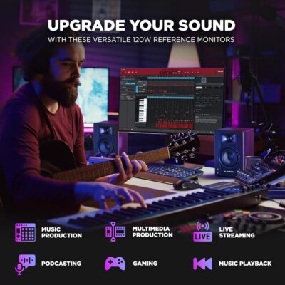 Numark Mixtrack Platinum FX DJ Controller and M-AUDIO BX3 Pair Studio Monitors for Studio Recording, Music Production, Podcasting, Streaming