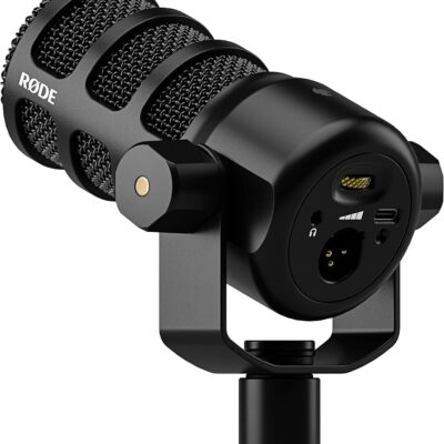 Rode PodMic USB Dynamic Broadcast Microphone Bundle with BOOMARM1 Desktop Boom Arm and 10-Foot XLR Cable — Cardioid USB-C Studio Mic with APHEX DSP for Podcasting, Streaming, Voice Over