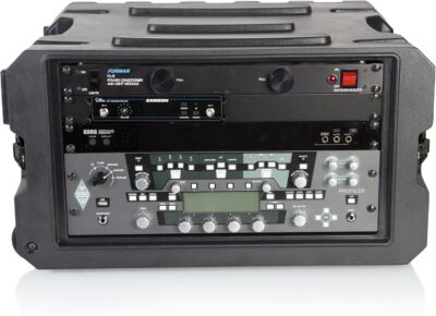 Gator Cases Pro Series 6U Rolling Rack Case with 19 Depth, Tow Handle & Recessed Wheels, Roto Molded Made in USA (G-PROR-6U-19)