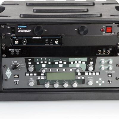 Gator Cases Pro Series 6U Rolling Rack Case with 19 Depth, Tow Handle & Recessed Wheels, Roto Molded Made in USA (G-PROR-6U-19)