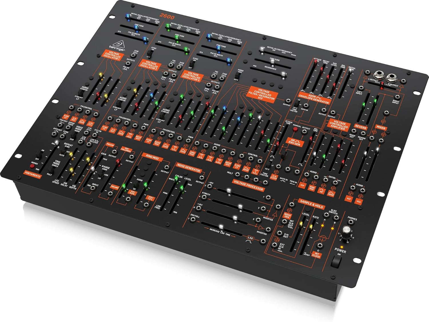 Behringer 2600 Semi-Modular Analog Synthesizer with 3 VCOs and Multi-Mode VCF in 8U Rack-Mount Format