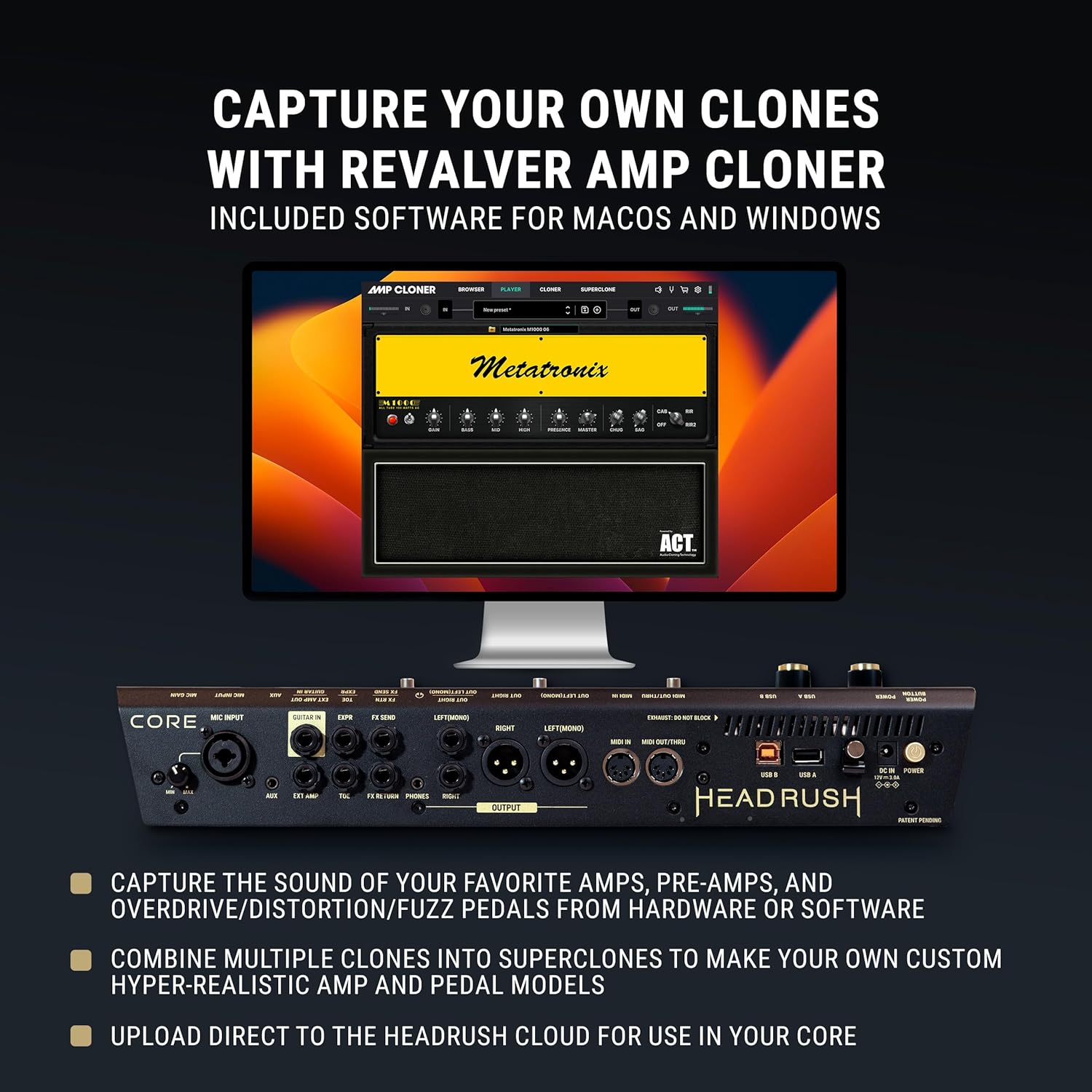 HeadRush Core – Guitar and Vocal Multi Core Effects Amp Modeling Processor with Cloning, Looper, Antares Auto-Tune, Wi-Fi, Touchscreen, and Bluetooth