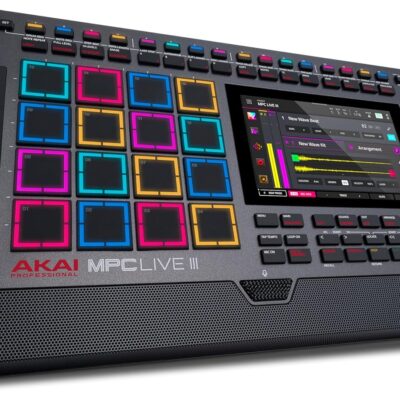 Akai Professional MPC Live III – Standalone Portable Music Production Center with MPCe Pads, Sequencer, Touchscreen, Mic, Stereo Monitors, Audio Interface, Wi-Fi, Bluetooth, Battery, Touchstrip