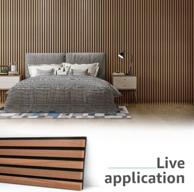 Art3d 6-Piece Wood Slat Acoustic Panels for Stylish Decor and Noise Reduction, 3D Textured Panel for Ceiling and Wall, Walnut