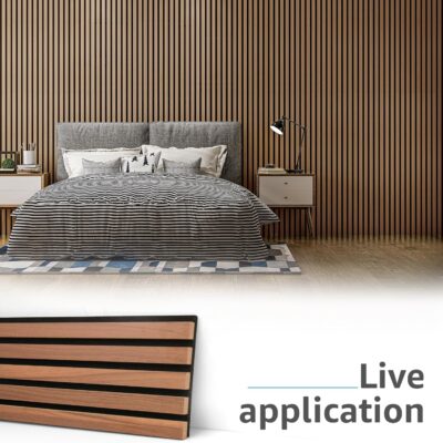 Art3d 6-Piece Wood Slat Acoustic Panels for Stylish Decor and Noise Reduction, 3D Textured Panel for Ceiling and Wall, Walnut